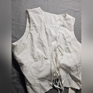 Commense white linen tie front vest size xl womens nwt